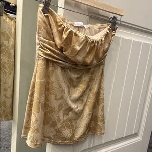 Charlotte Russe Gold Floral Strapless Top